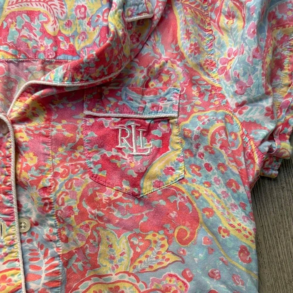 Ralph Lauren Pink and Blue Paisley Pajama Set